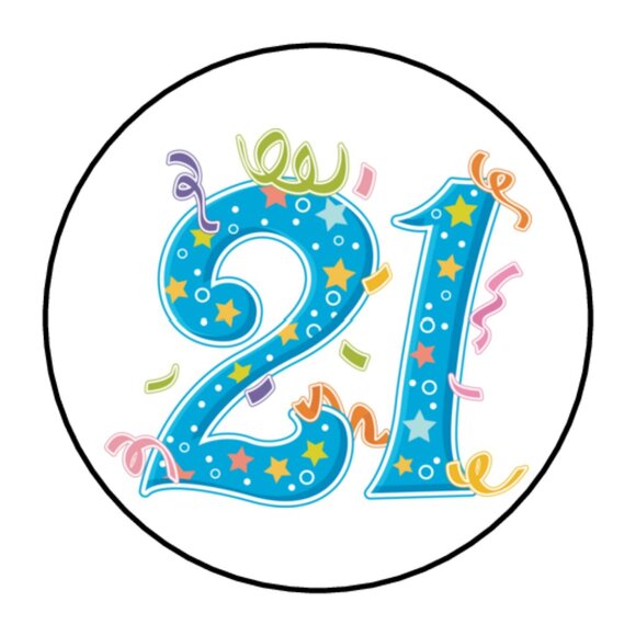 30 21st BIRTHDAY ENVELOPE SEALS LABELS STICKERS PARTY FAVORS SCRAPBOOKING 1.5" - Picture 1 of 1